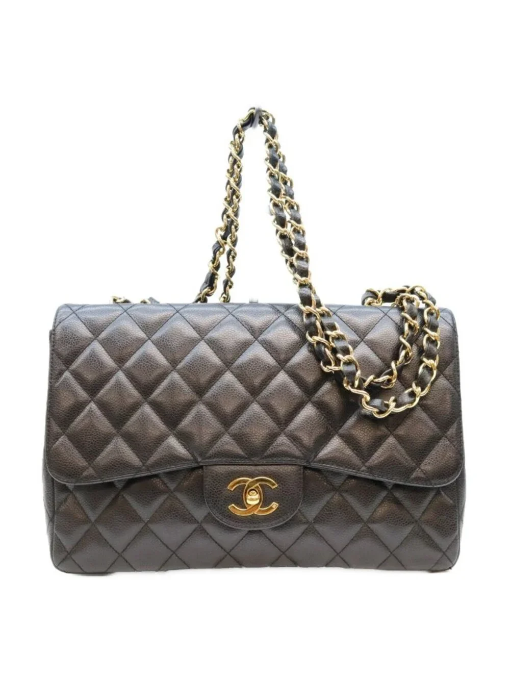 Chanel Black Caviar Single Maxi Quilted 30 Shoulder Bag